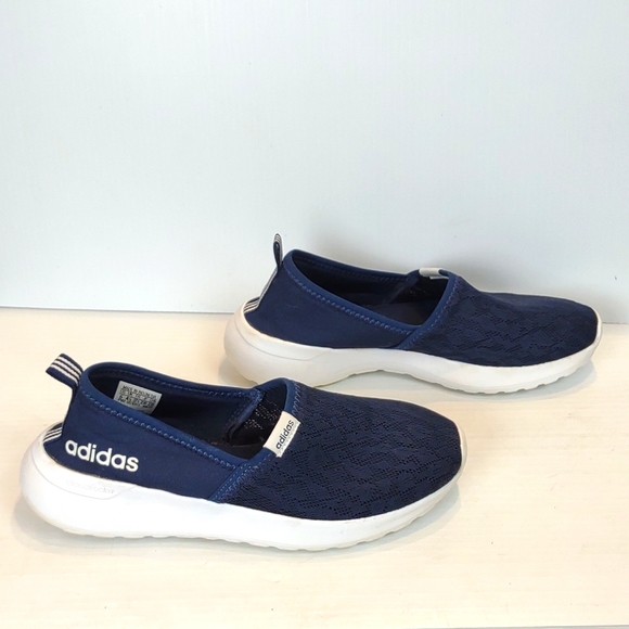 Adidas Women's Cloudfoam Lite Racer Slip-On Shoes Blue / White - Picture 5 of 15